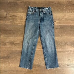 Zara cropped raw hem, bias seam straight leg Jeans, 4